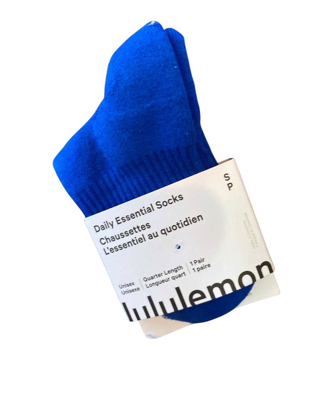 NWT Lululemon Daily Essentials Socks Size Small BRILLIANT BLUE/WHITE